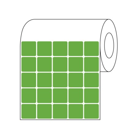 Direct Thermal Slide Label, 15/16 X 15/16, 5 Across Green